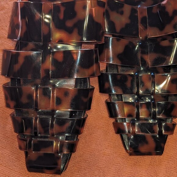 ZARA PLASTIC BLACK & BROWN SLIDES - Picture 1 of 5